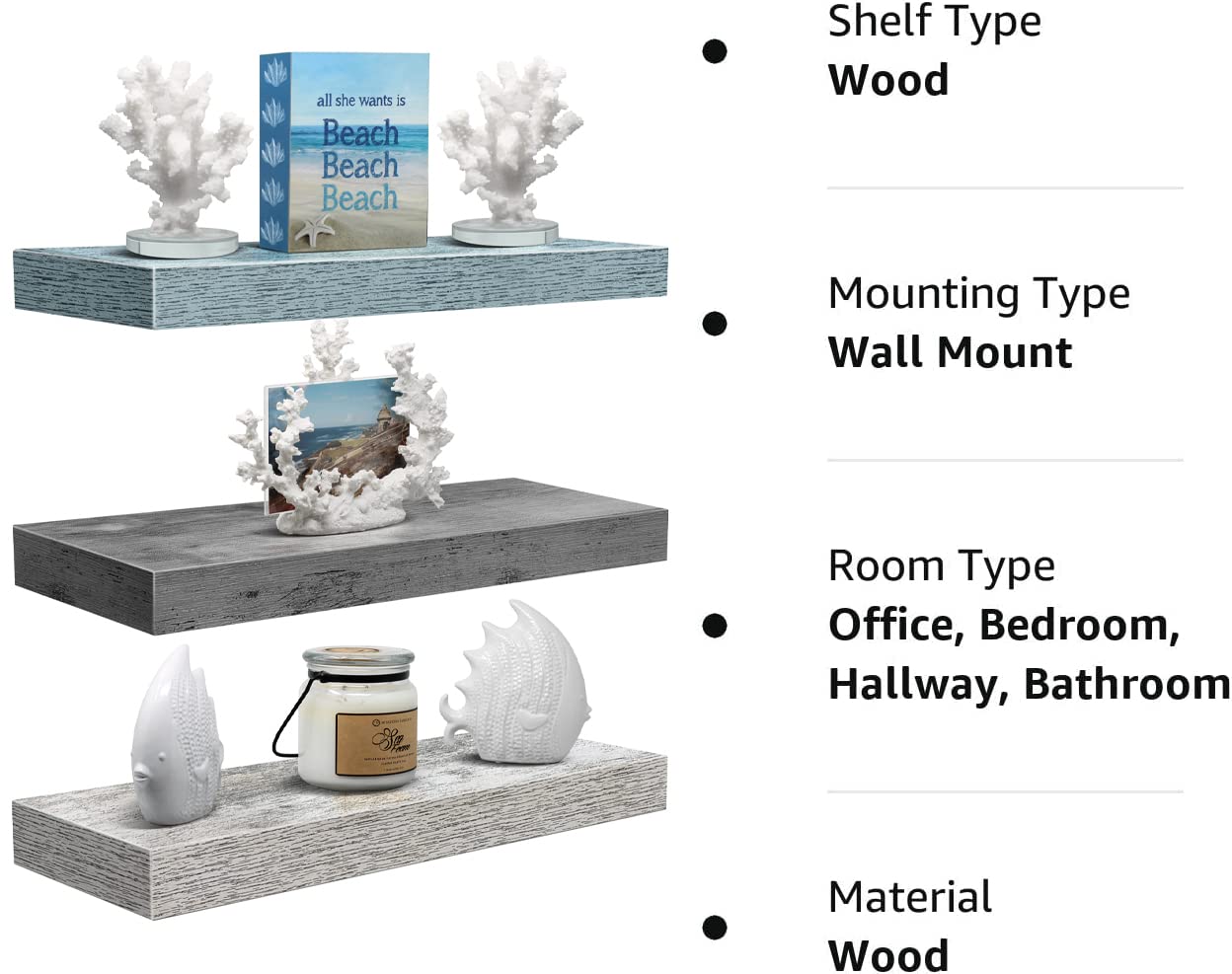 Sorbus mounted shelf in bathroom holding toiletries for organized storage