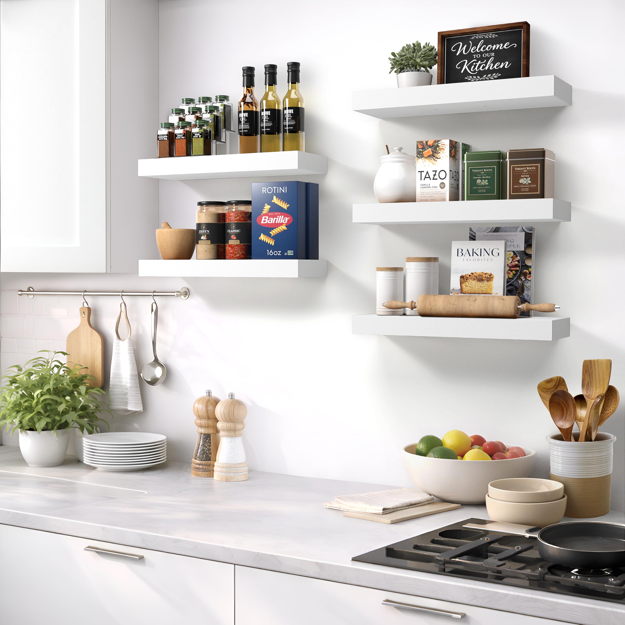 Sorbus three shelves staggered on wall demonstrating versatile arrangement