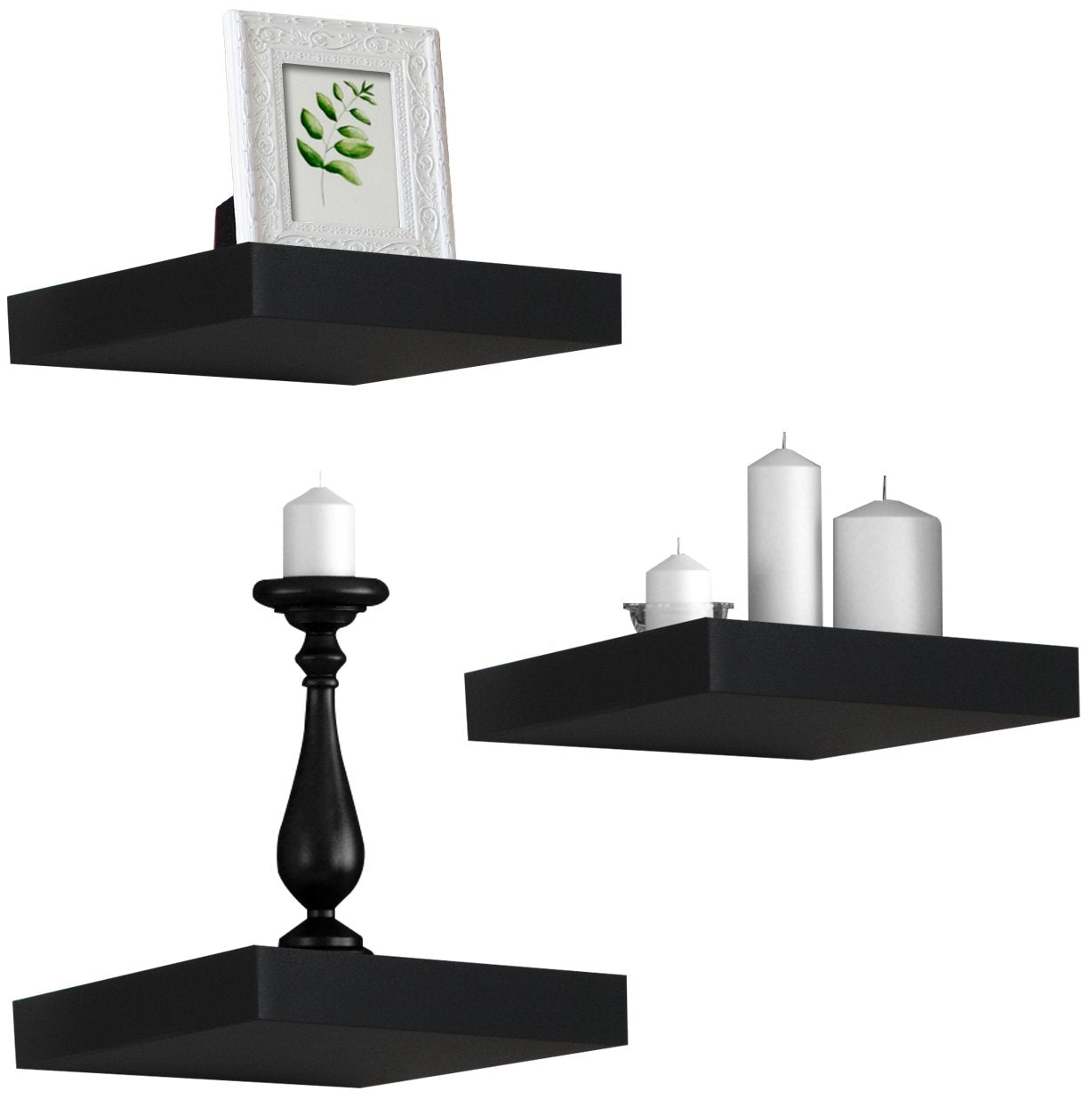 Sorbus three shelves clustered over desk to create a gallery-style workstation