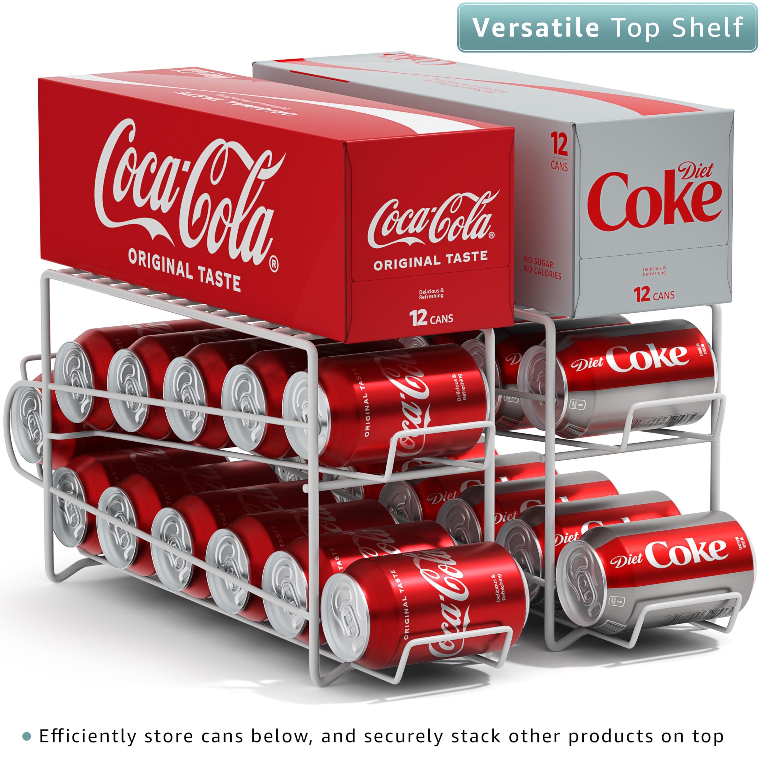Sorbus top view showing aligned cans, ensures smooth dispensing