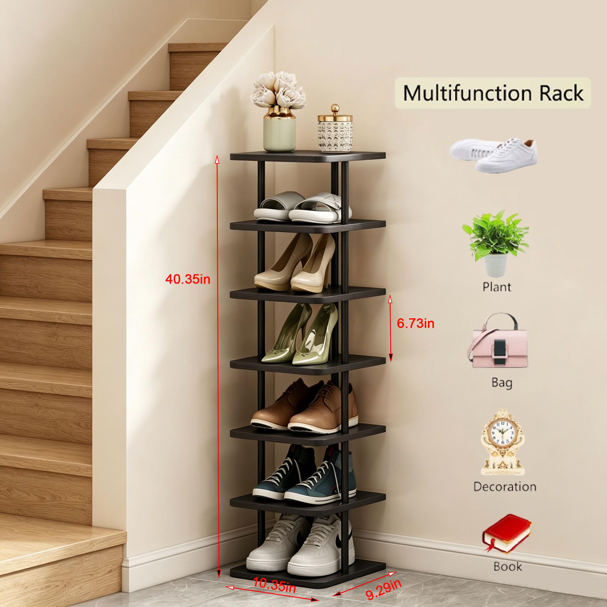 SORCEDAS assembled in hallway with shoes showing space-saving organization