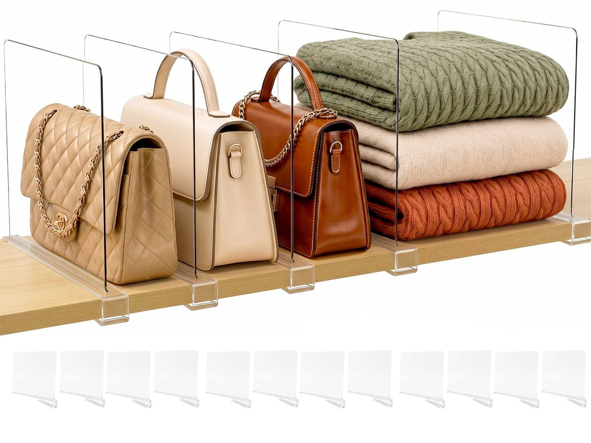 SortNStore front packaging showing 12-pack clear acrylic dividers and tidy presentation benefit