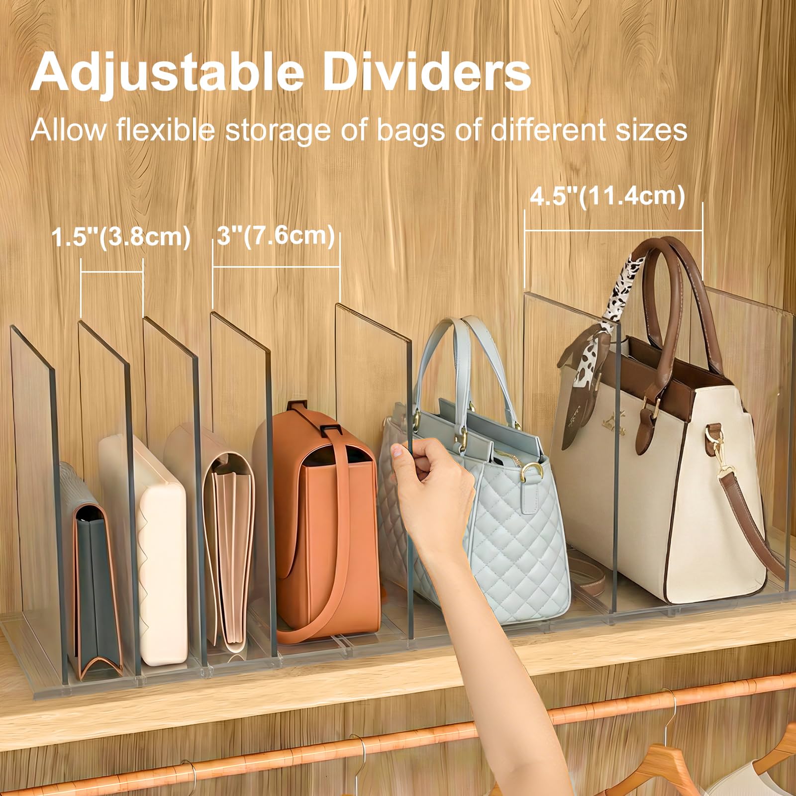 SortNStore in-closet lifestyle displaying tidy shelves and easy bag access