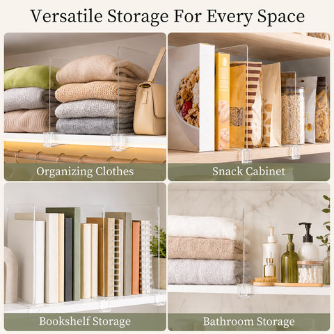 SortNStore lifestyle closet view with dividers organizing bags and sweaters for streamlined mornings
