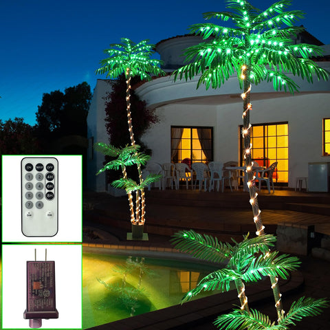 SOSHOT front view of illuminated palm tree creating tropical ambiance