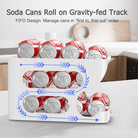 Sotfamily holder loaded with cans demonstrating compact 12-can capacity