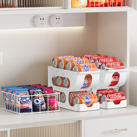 Sotfamily placed on pantry shelf organizing beverages and clearing clutter