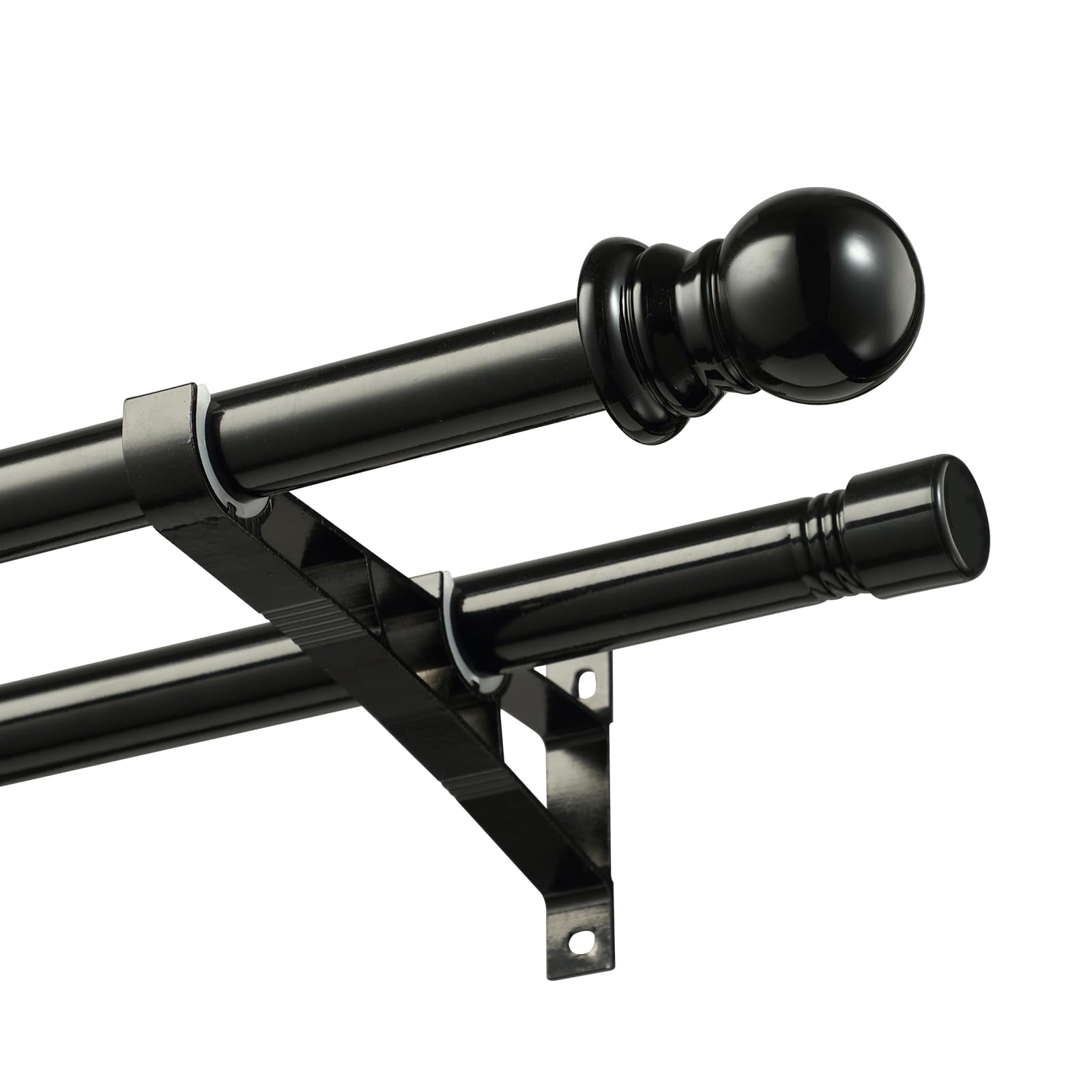 SOUMNS front view of double curtain rod kit showing full hardware and finish