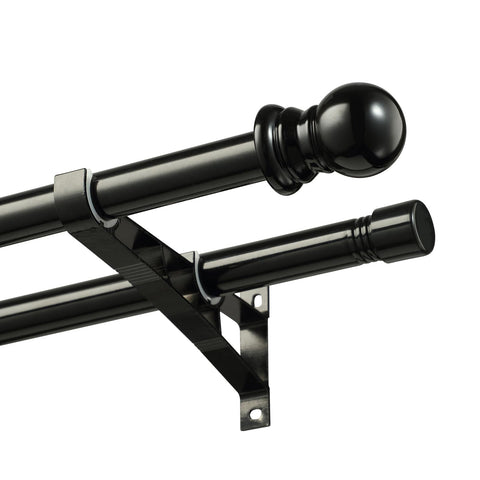 SOUMNS front view of double curtain rod kit showing full hardware and finish