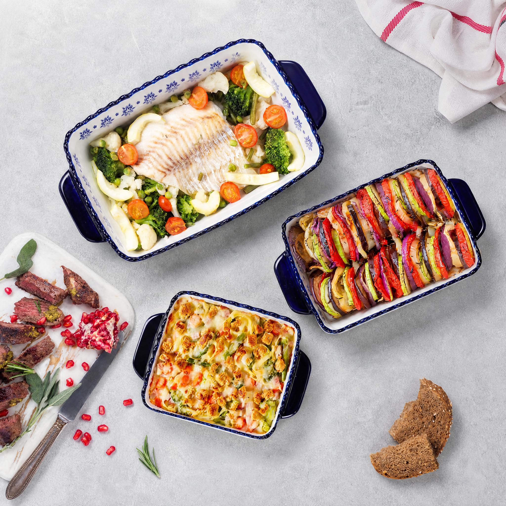 SOUJOY dishes beside utensils gives size comparison for meal planning convenience