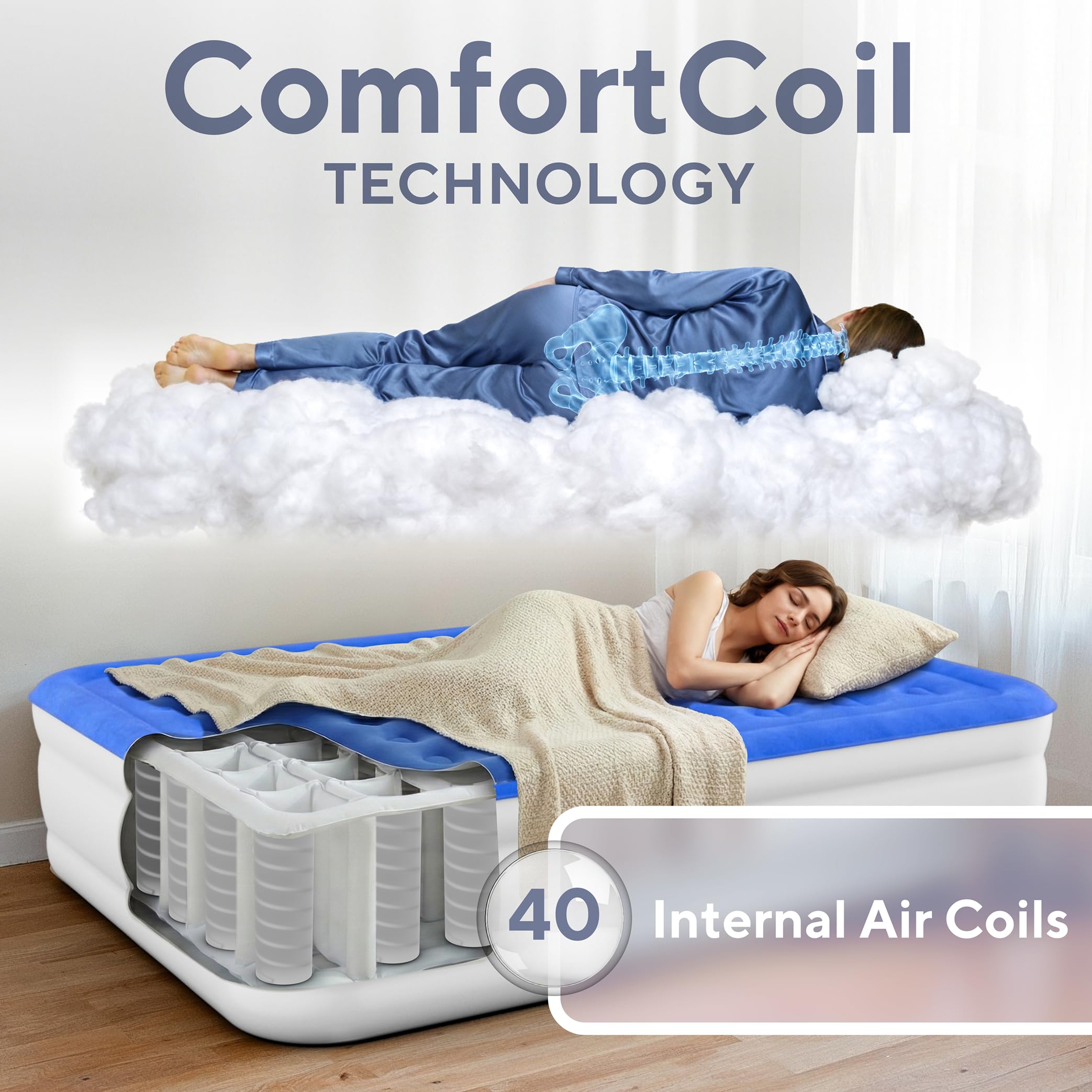 SoundAsleep cutaway illustration of ComfortCoil internal air coils for steady support