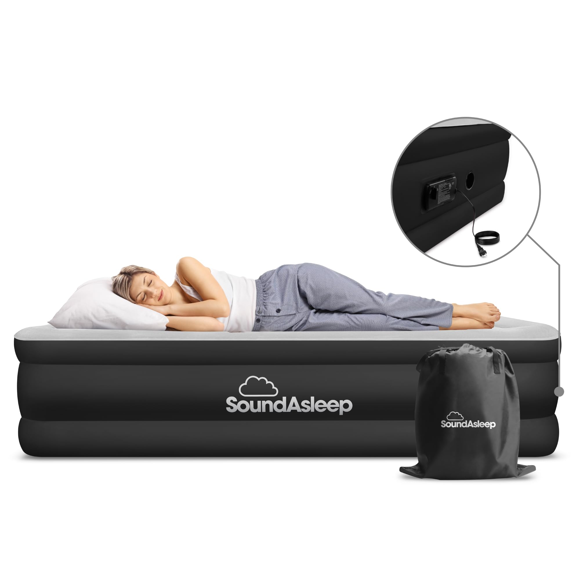 SoundAsleep bed compared to chair seat height demonstrating double-height comfort