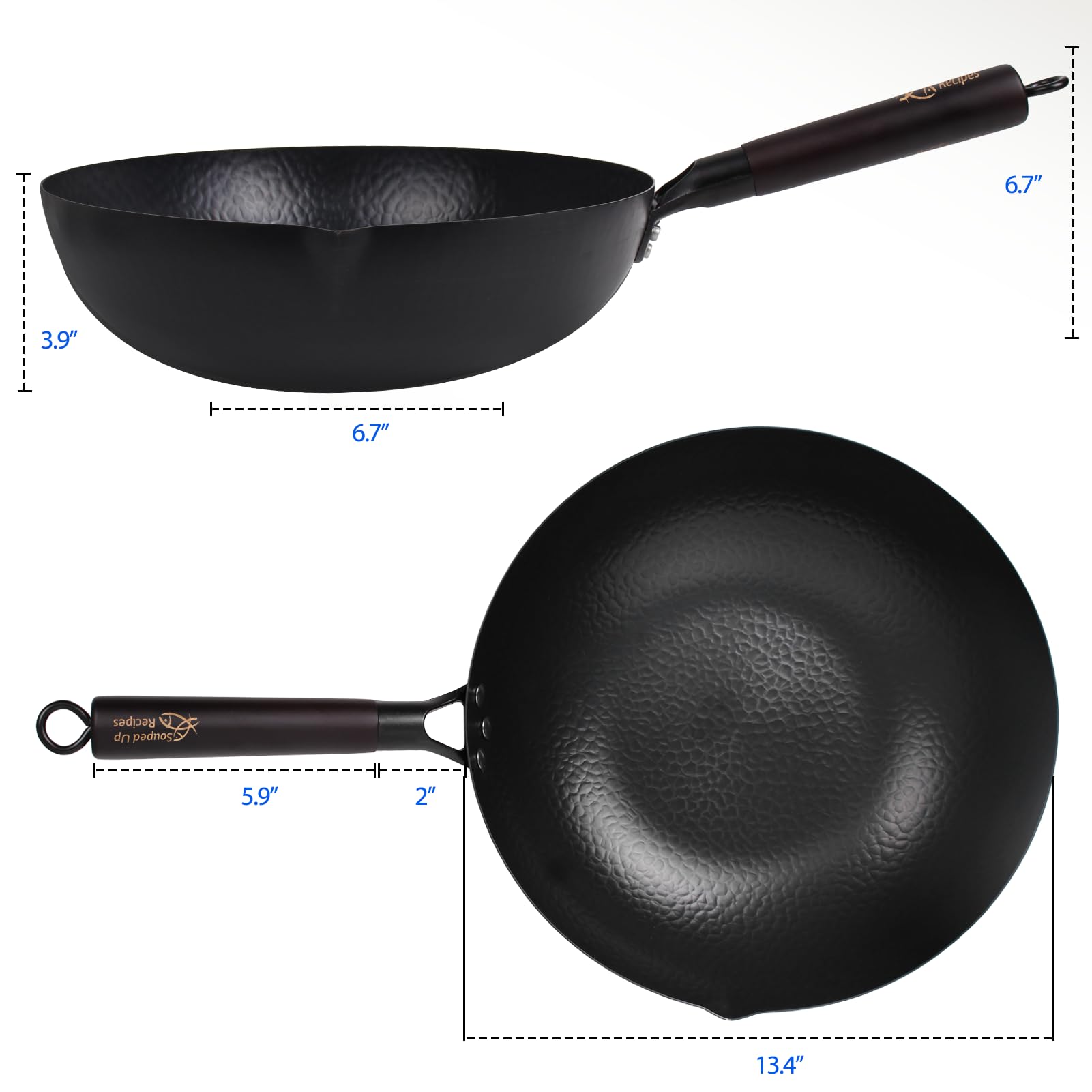 Souped Up Recipes wok beside vegetables and protein showing generous cooking capacity