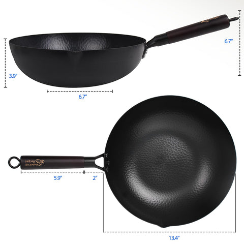 Souped Up Recipes wok beside vegetables and protein showing generous cooking capacity