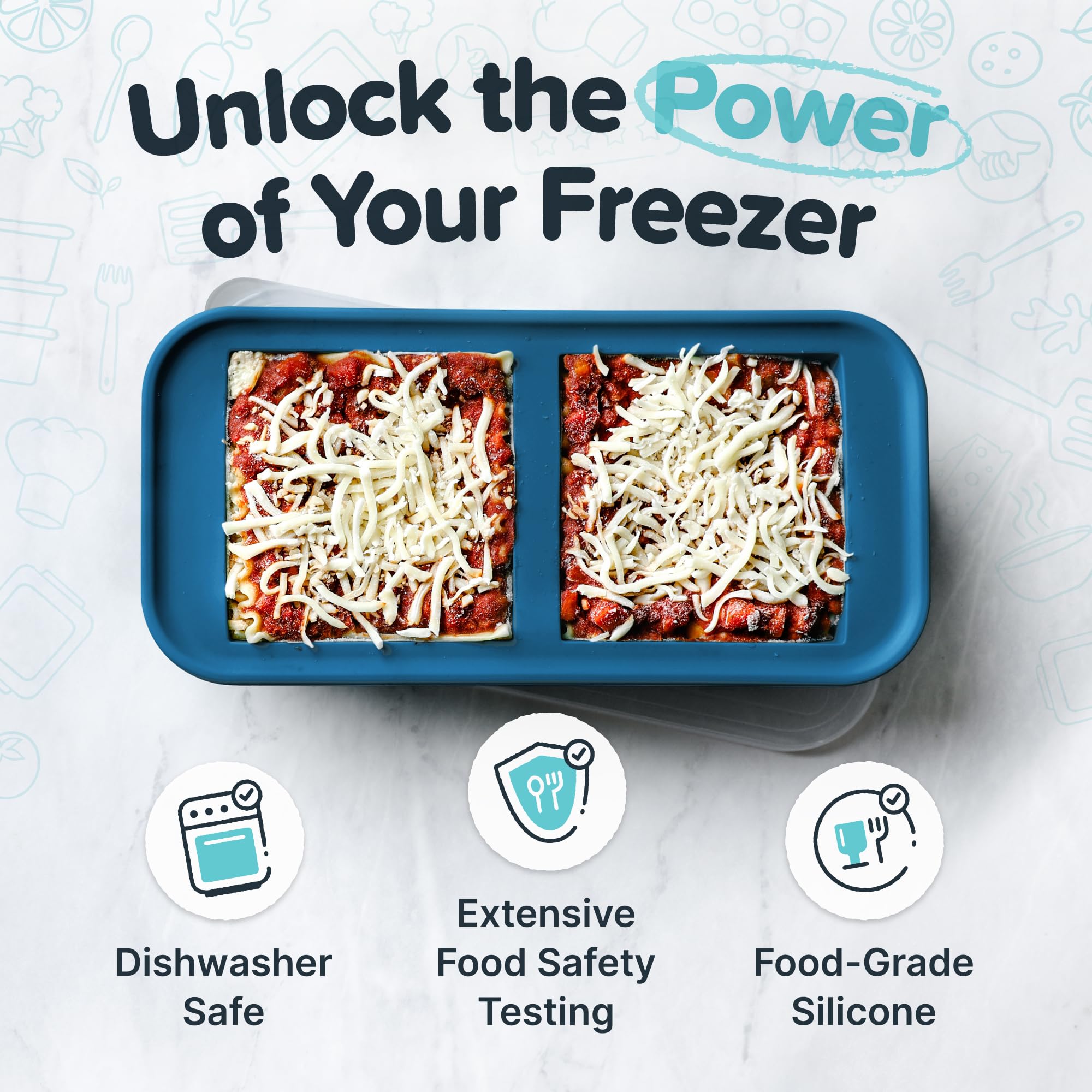 Souper Cubes blueberry portion lines detail with measurement markings for precise meal portions