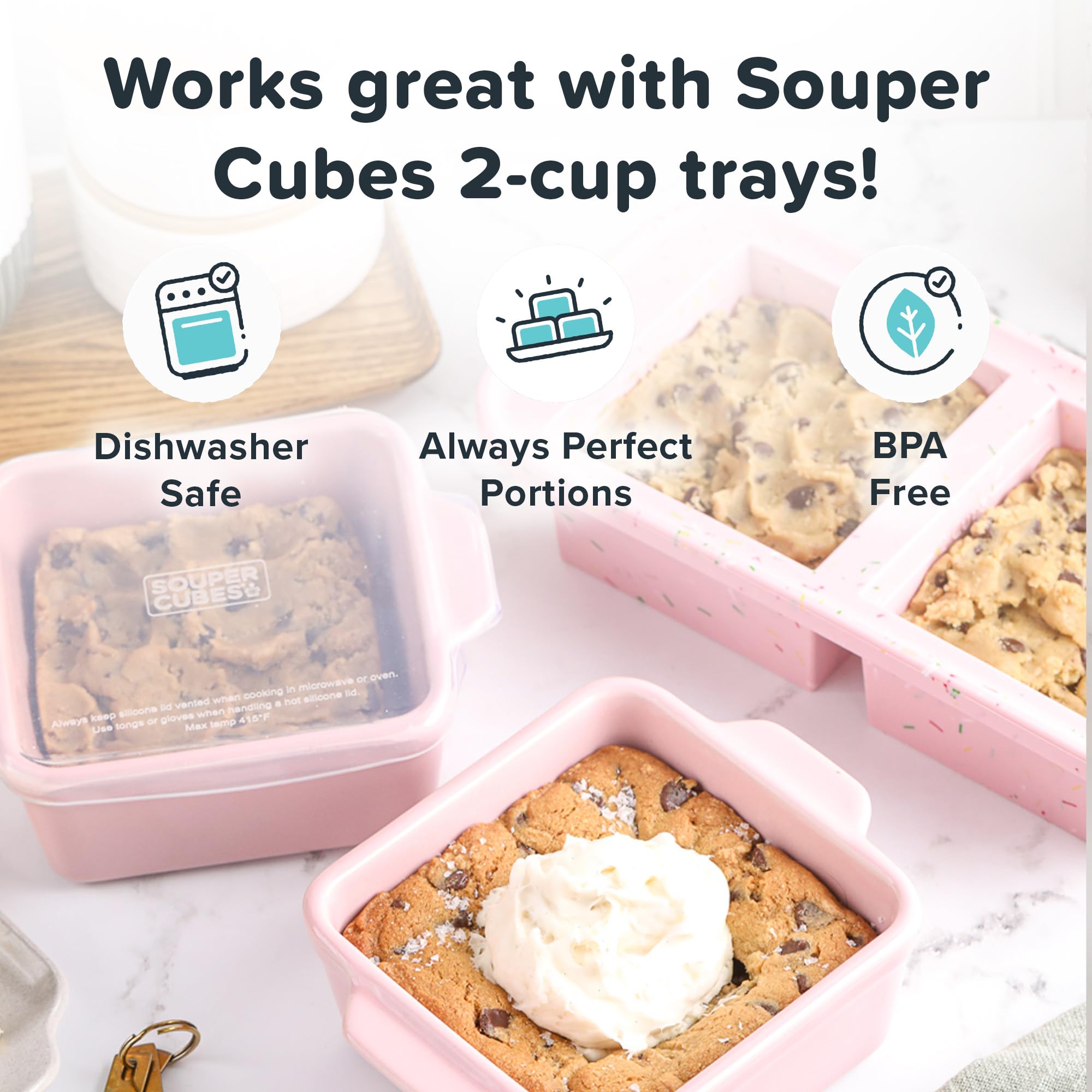 Souper Cubes close-up of ceramic texture and glaze, durable finish benefit