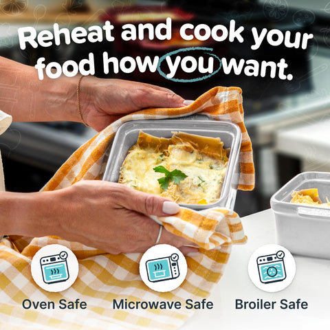 Souper Cubes dishes in oven with pot pie showing even baking and convenient single-serve cooking
