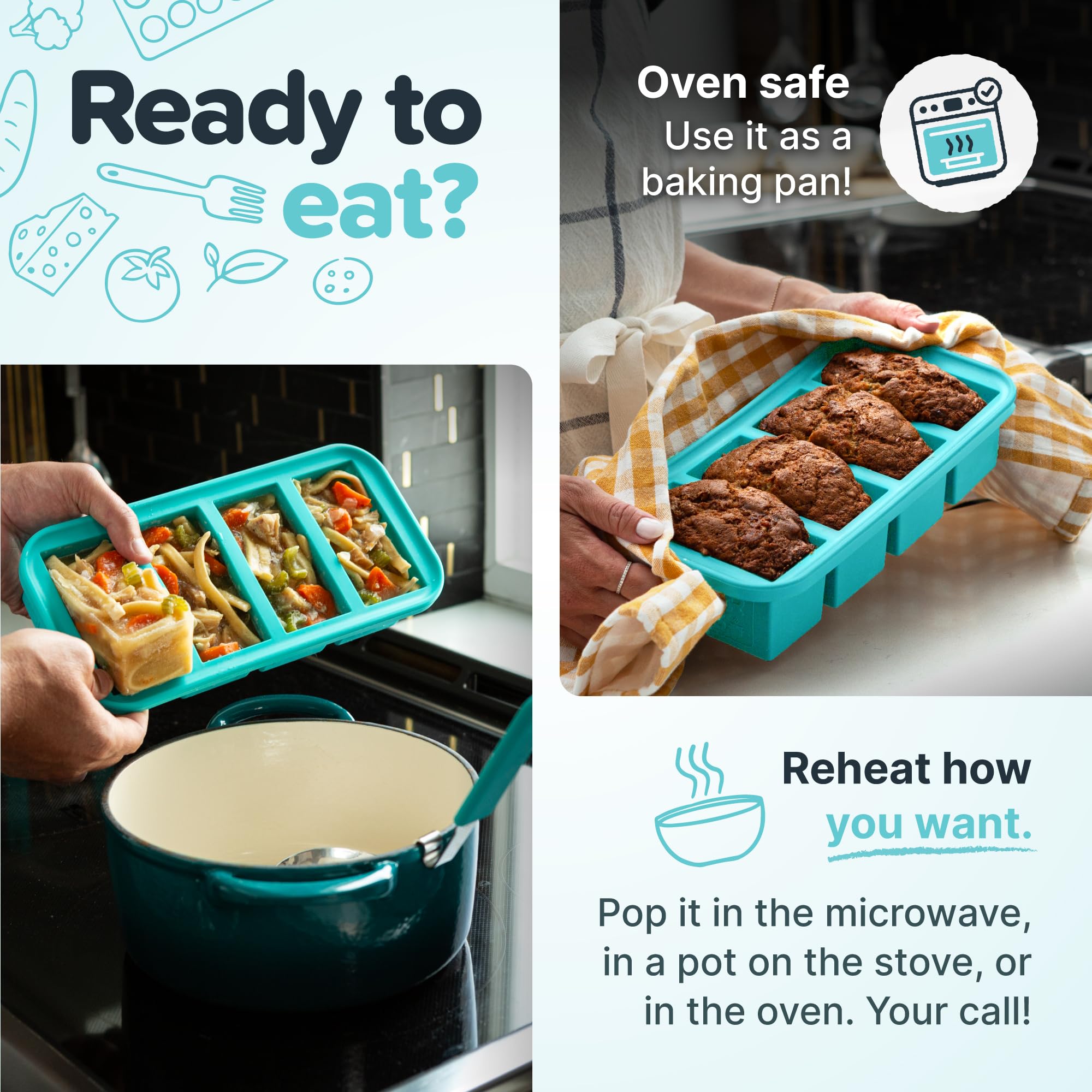 Souper Cubes one-cup portion on plate ready-to-reheat convenience