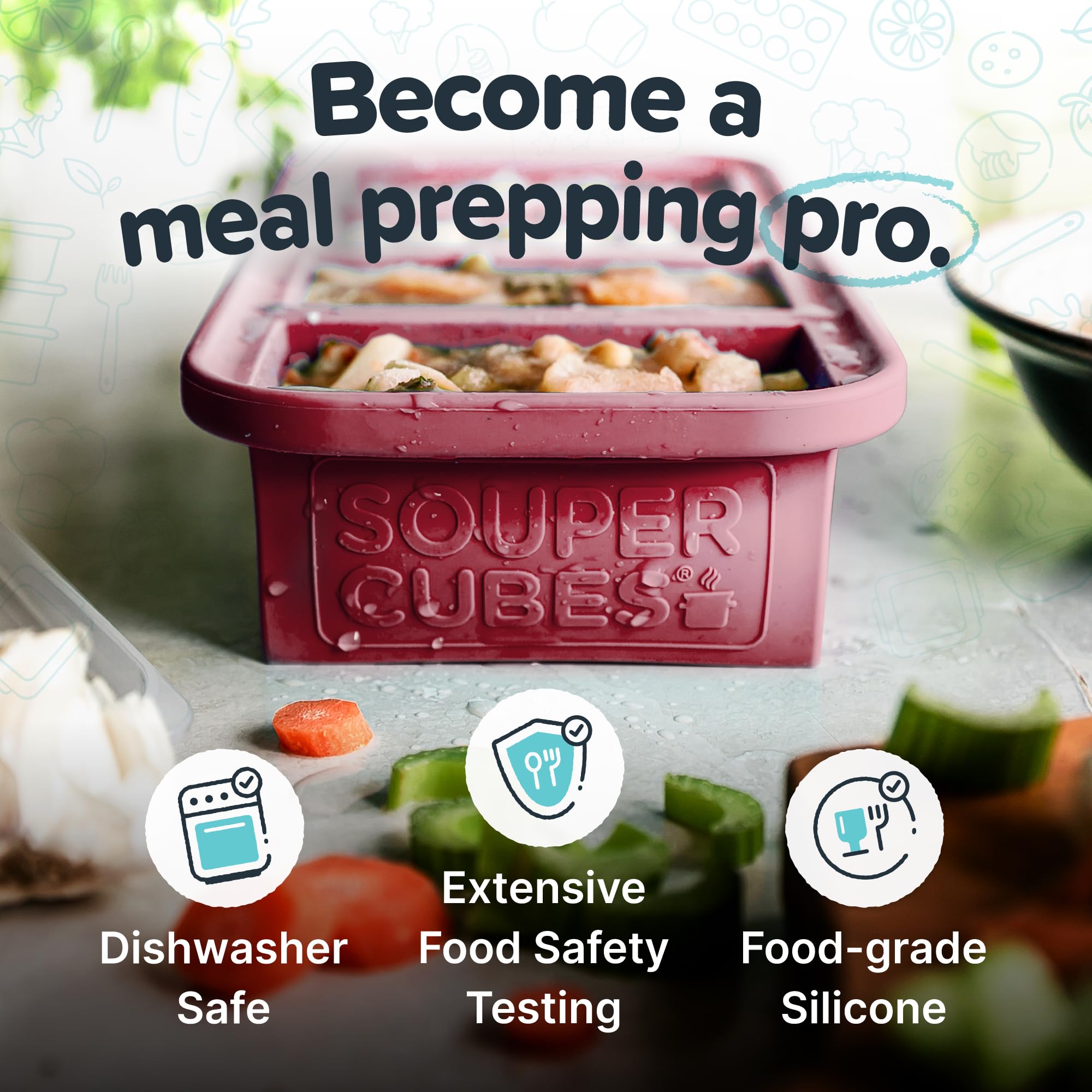 Souper Cubes silicone texture and flexibility for easy release and cleaning