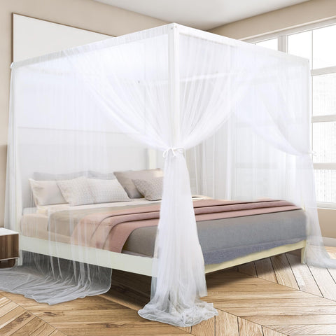 South to East front view canopy curtain shows full coverage and elegant drape benefit