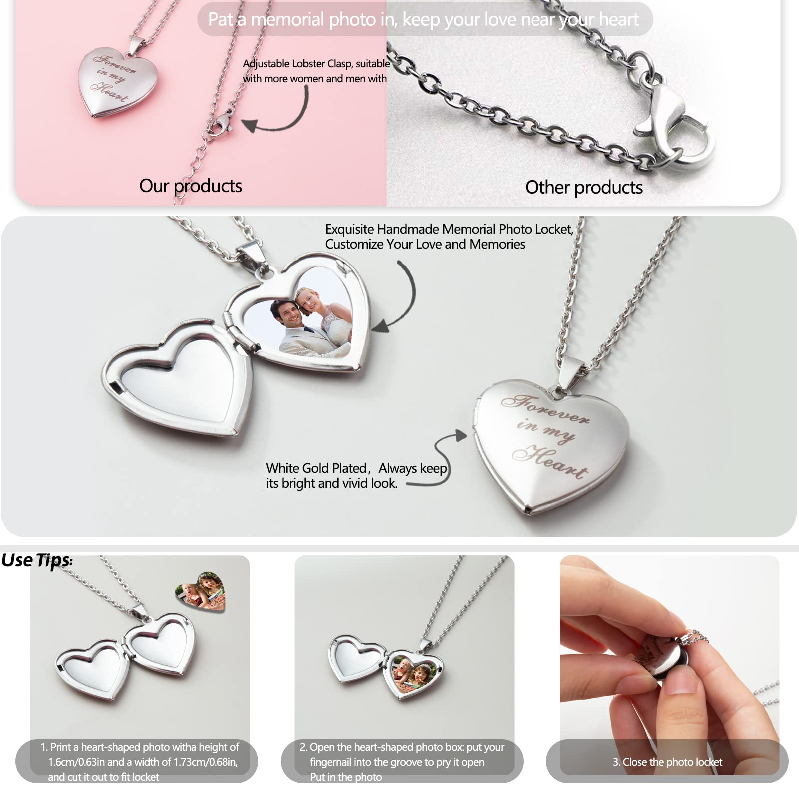 SOVIUPRZ necklace with inserted photo showing personalized memory and protection