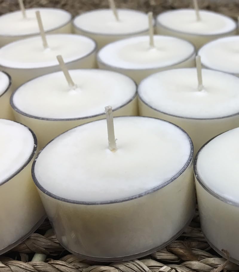 Soyworx burning tealight on table offering steady long-lasting light