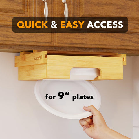 SpaceAid dispenser mounted under cabinet demonstrating reclaimed countertop space
