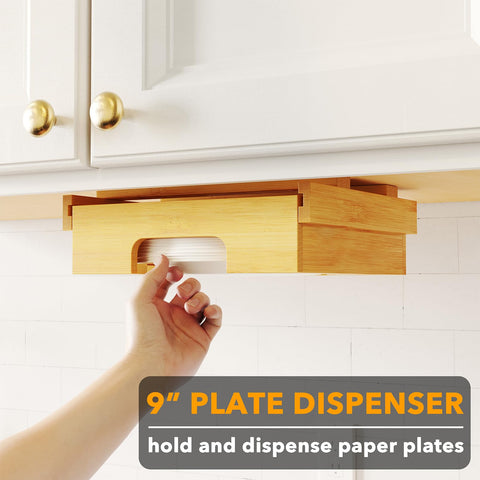 SpaceAid bamboo dispenser side profile highlighting slim 3.9-inch height and durability