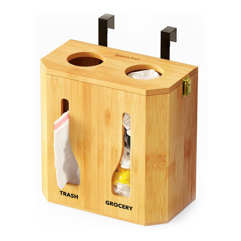 SpaceAid bamboo front view showing neat bag dispensing benefit