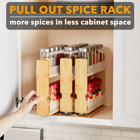 SpaceAid bamboo installed in kitchen cabinet showing neat countertop clearance