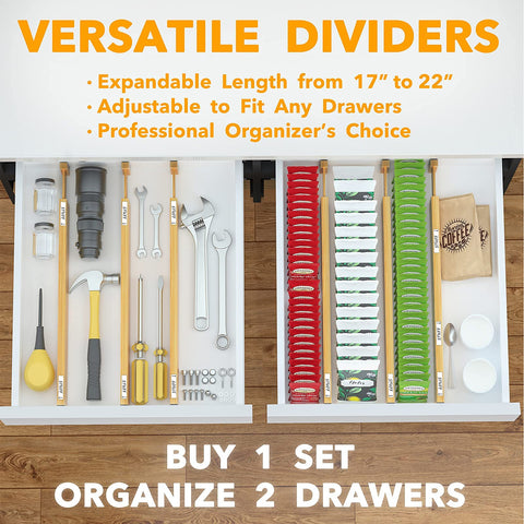 SpaceAid multiple dividers organizing utensils and socks demonstrating efficient compartmentalizing