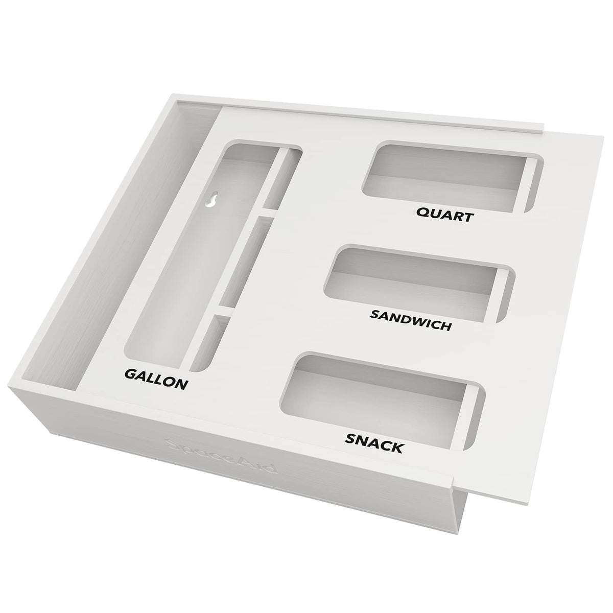 SpaceAid bamboo organizer front view showing four slots and clean finish for tidy drawers