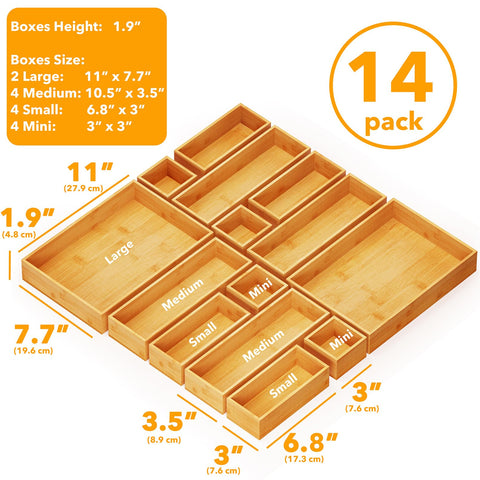 SpaceAid bamboo trays arranged in a kitchen drawer for neat utensil separation and quick access