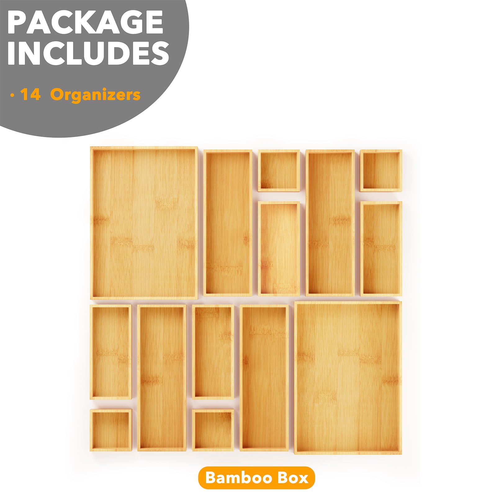 SpaceAid bamboo trays next to a ruler to show tray dimensions for accurate drawer planning