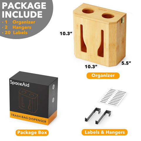 SpaceAid bamboo next to common items showing size comparison benefit