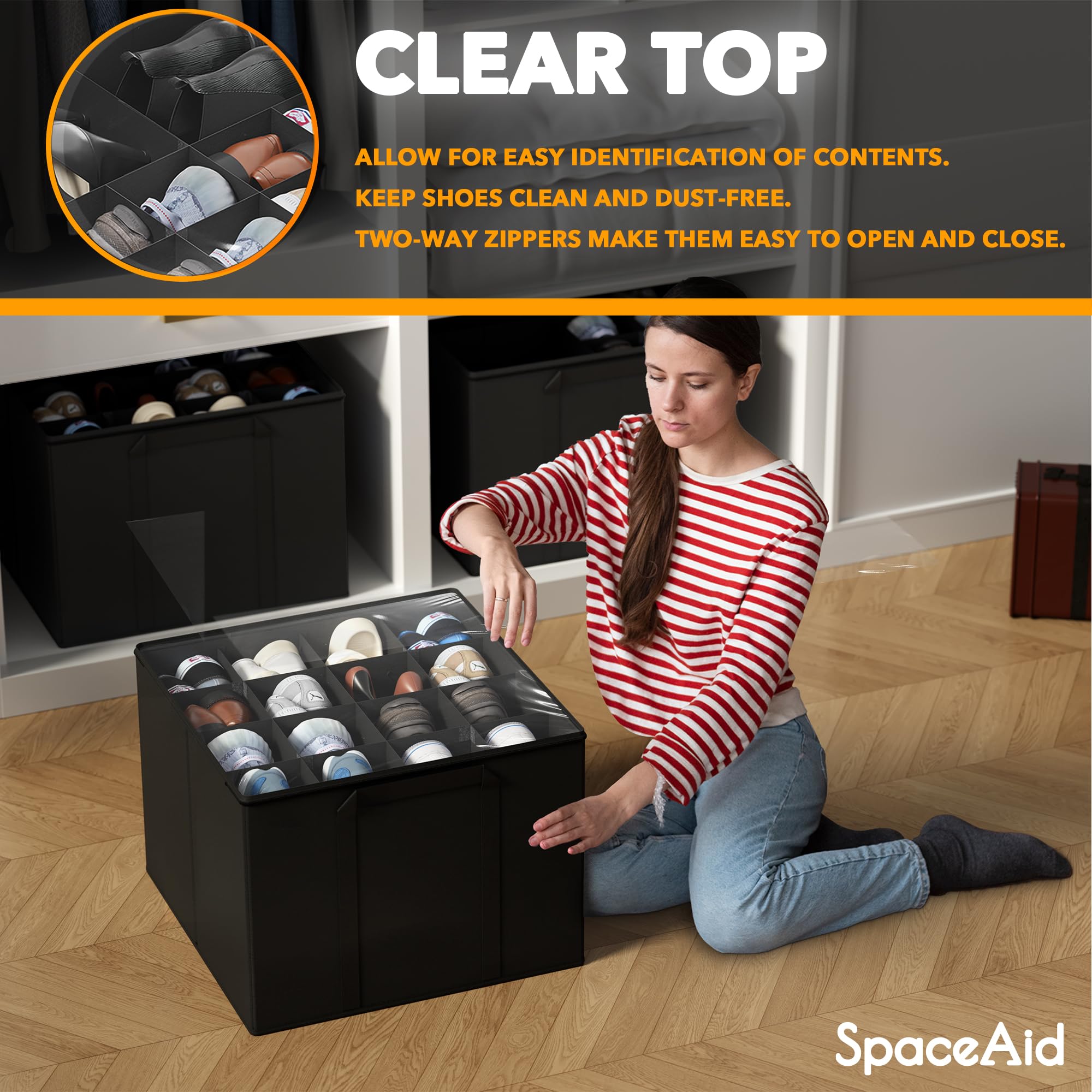 SpaceAid reinforced handle and stitching detail for durable lifting