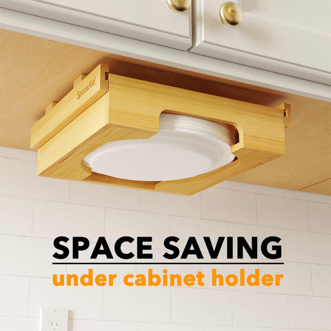 SpaceAid dispenser open for refill showing easy top-access and fast restocking