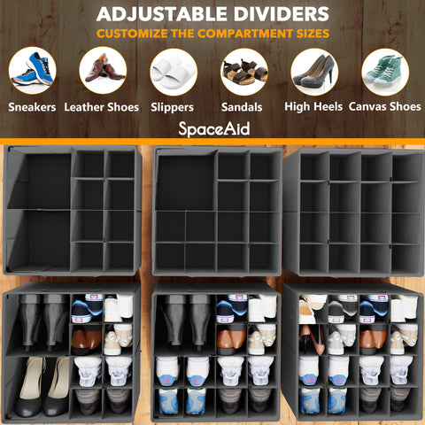 SpaceAid adjustable dividers image showing flexible compartment layouts