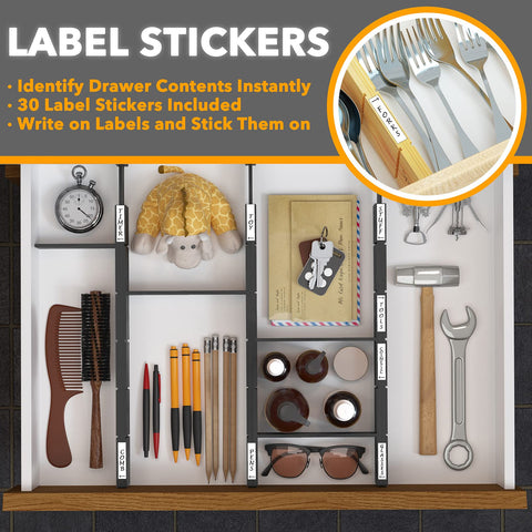 Top view of SpaceAid dividers with nine inserts arranged showing customizable compartment benefit