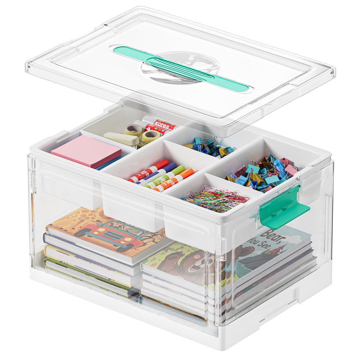 SpaceAid clear front view showing organized supplies and quick visibility