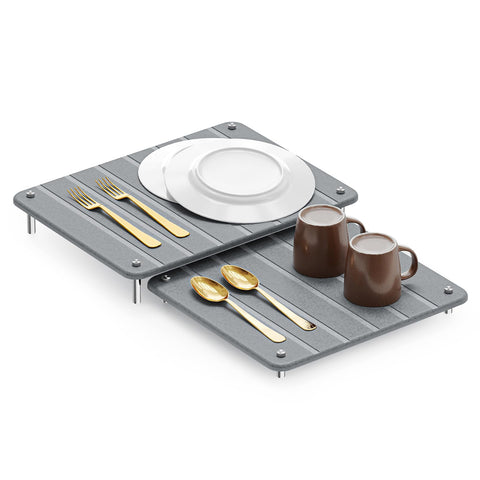 SpaceAid front view of two gray stone drying mats showing modern organization benefit