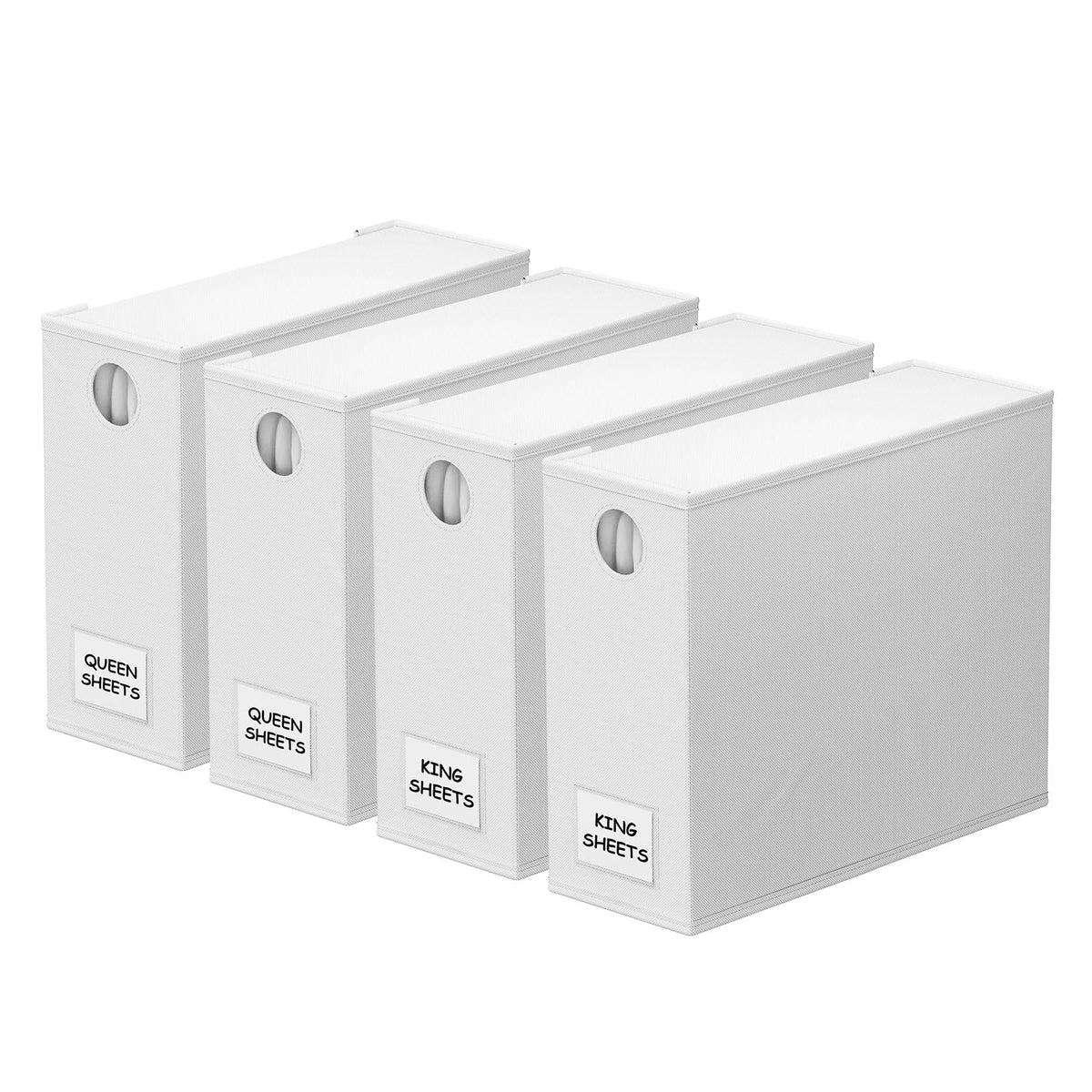 SpaceAid front view of four white organizers showing neat storage benefit
