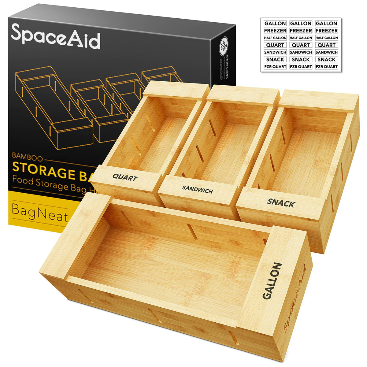 SpaceAid front view of bamboo organizer showing clean drawer benefit