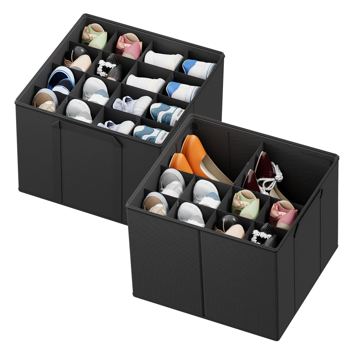 SpaceAid front view of two closed organizers showing tidy storage benefit