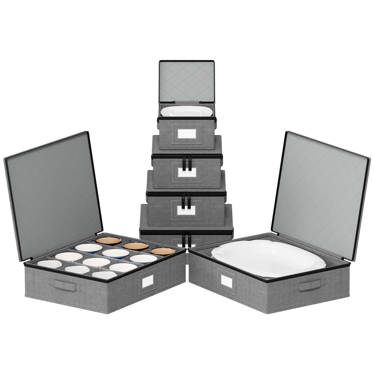 SpaceAid front view of full grey six-piece set showing organization benefit