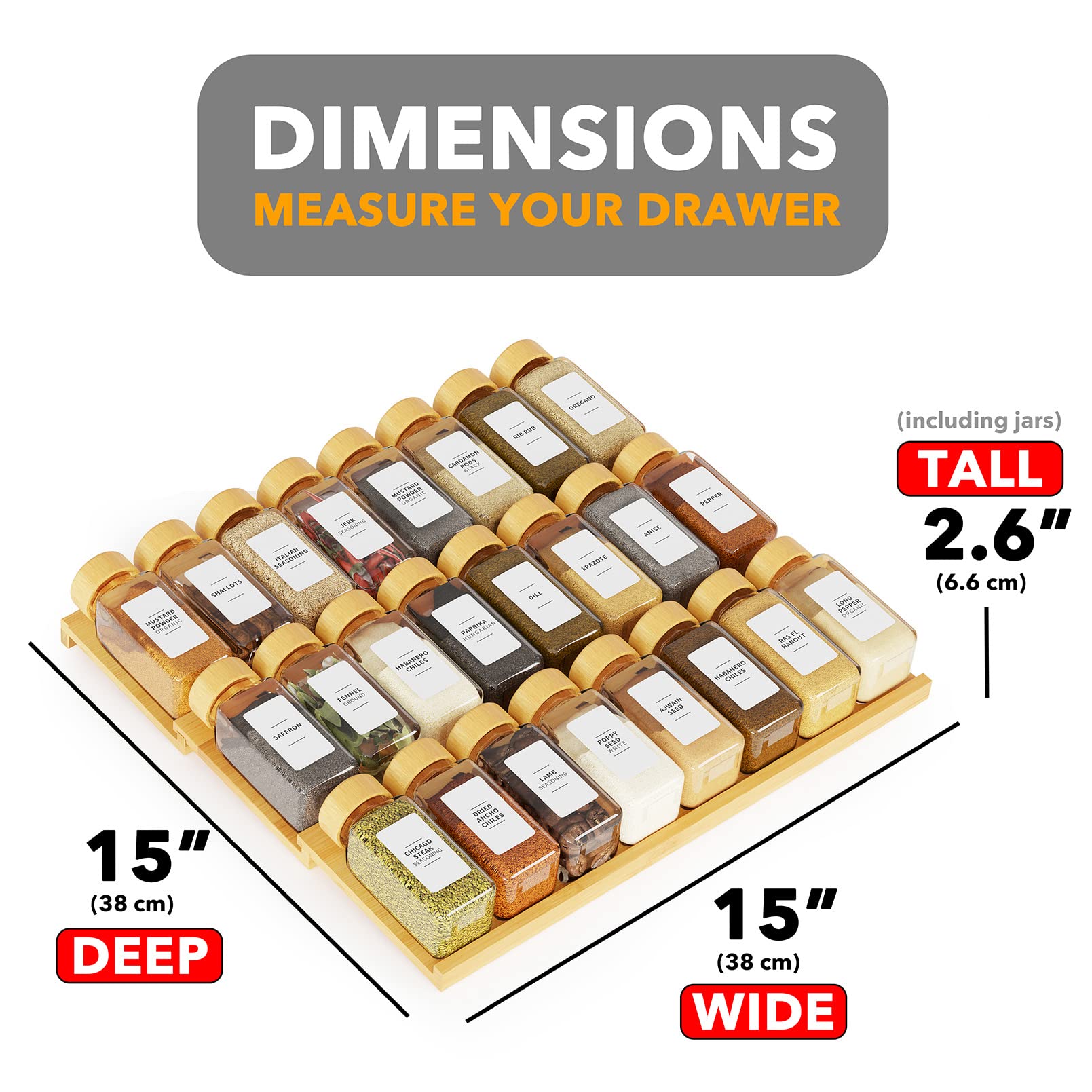 SpaceAid three-tier display inside drawer for quick visible access and faster cooking