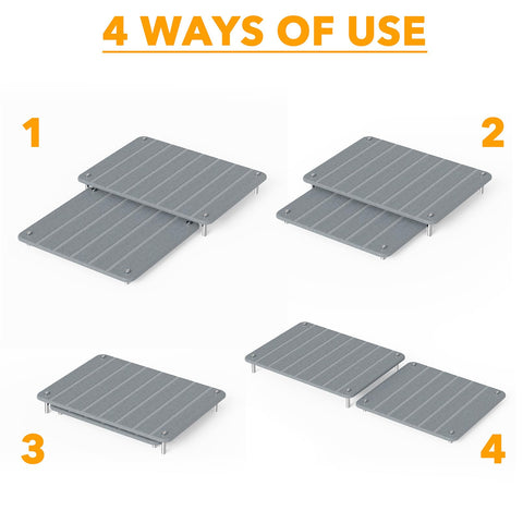 SpaceAid mats on kitchen counter with dishes showing tidy, water-free surface benefit