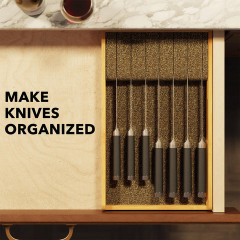 SpaceAid organizer holding mixed knives for easy access benefit