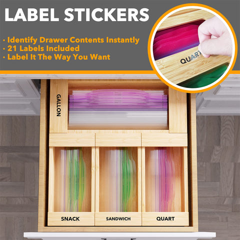 SpaceAid label stickers on box lid for instant identification and order