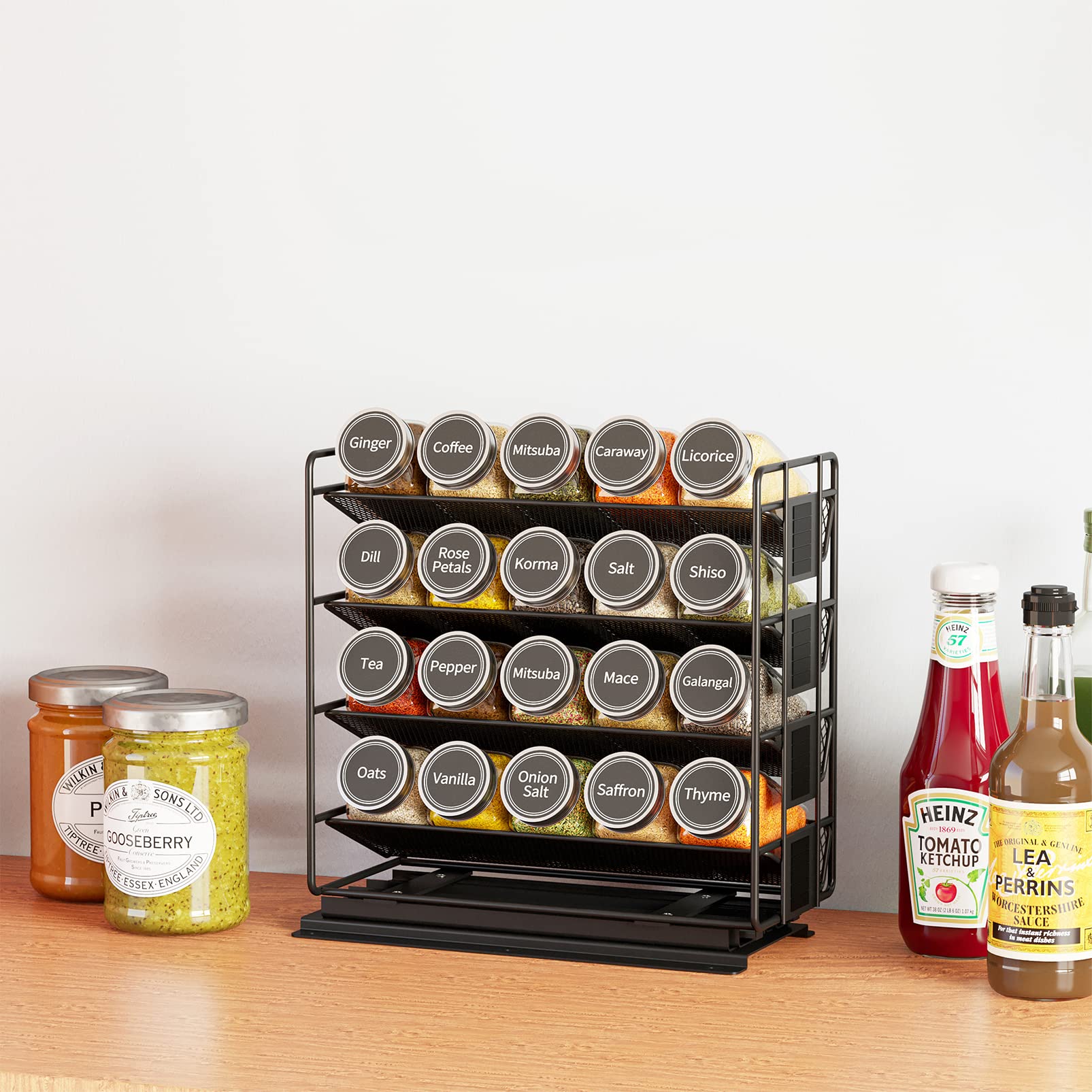 SpaceAid lifestyle kitchen counter with rack nearby for quick cooking convenience